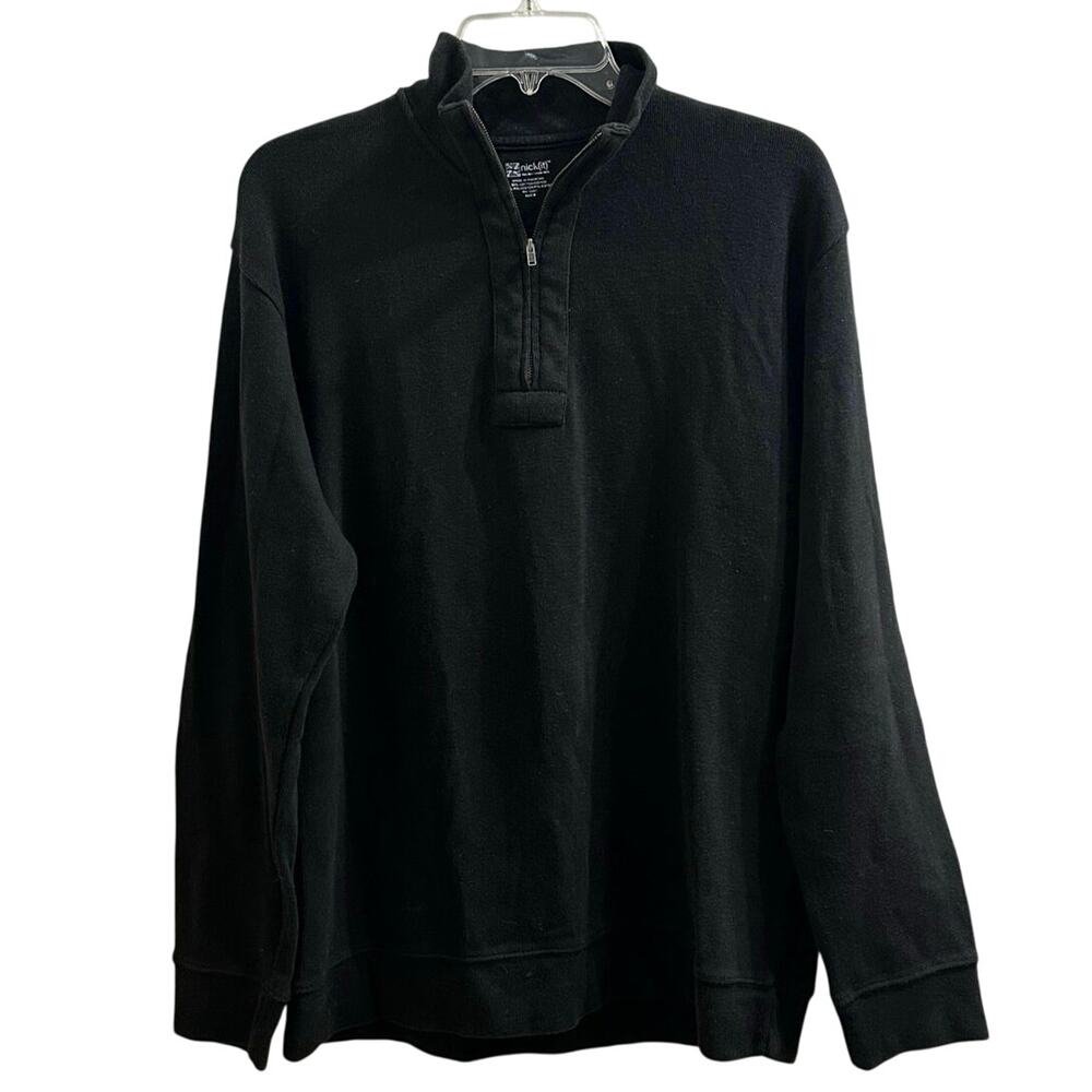EUC Nick(it) Quarter Zip Pullover Men’s Microrib Ribbed Black Sweater Medium 1/4